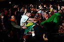 SAITAMA, JAPAN - MARCH 03:  Wanderlei Silva celebrates with fans in the arena after knocking out Brian Stann in their light heavyweight fight during the UFC on FUEL TV event at Saitama Super Arena on March 3, 2013 in Saitama, Japan.  (Photo by Josh Hedges/Zuffa LLC/Zuffa LLC via Getty Images)