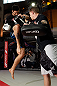 MONTREAL, QC - MARCH 13:  Carlos Condit (L) conducts an open training session for fans and media ahead of his UFC 158 bout at Complexe Desjardins on March 13, 2013 in Montreal, Quebec, Canada.  (Photo by Josh Hedges/Zuffa LLC/Zuffa LLC via Getty Images)