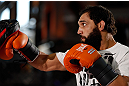 MONTREAL, QC - MARCH 13:  Johny Hendricks conducts an open training session for fans and media ahead of his UFC 158 bout at Complexe Desjardins on March 13, 2013 in Montreal, Quebec, Canada.  (Photo by Josh Hedges/Zuffa LLC/Zuffa LLC via Getty Images)