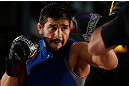 MONTREAL, QC - MARCH 13:  Patrick Cote conducts an open training session for fans and media ahead of his UFC 158 bout at Complexe Desjardins on March 13, 2013 in Montreal, Quebec, Canada.  (Photo by Josh Hedges/Zuffa LLC/Zuffa LLC via Getty Images)