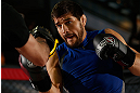 MONTREAL, QC - MARCH 13:  Patrick Cote conducts an open training session for fans and media ahead of his UFC 158 bout at Complexe Desjardins on March 13, 2013 in Montreal, Quebec, Canada.  (Photo by Josh Hedges/Zuffa LLC/Zuffa LLC via Getty Images)