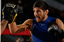MONTREAL, QC - MARCH 13:  Patrick Cote conducts an open training session for fans and media ahead of his UFC 158 bout at Complexe Desjardins on March 13, 2013 in Montreal, Quebec, Canada.  (Photo by Josh Hedges/Zuffa LLC/Zuffa LLC via Getty Images)