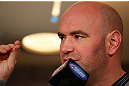 MONTREAL, QC - MARCH 14:  UFC President Dana White interacts with media during the final press conference ahead of his UFC 158 bout at Bell Centre on March 14, 2013 in Montreal, Quebec, Canada.  (Photo by Josh Hedges/Zuffa LLC/Zuffa LLC via Getty Images)