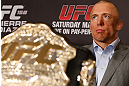MONTREAL, QC - MARCH 14:  Georges St-Pierre interacts with media during the final press conference ahead of his UFC 158 bout at Bell Centre on March 14, 2013 in Montreal, Quebec, Canada.  (Photo by Josh Hedges/Zuffa LLC/Zuffa LLC via Getty Images)