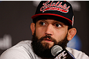 MONTREAL, QC - MARCH 14:  Johny Hendricks interacts with media during the final press conference ahead of his UFC 158 bout at Bell Centre on March 14, 2013 in Montreal, Quebec, Canada.  (Photo by Josh Hedges/Zuffa LLC/Zuffa LLC via Getty Images)