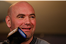 MONTREAL, QC - MARCH 14:  UFC President Dana White interacts with media during the final press conference ahead of his UFC 158 bout at Bell Centre on March 14, 2013 in Montreal, Quebec, Canada.  (Photo by Josh Hedges/Zuffa LLC/Zuffa LLC via Getty Images)