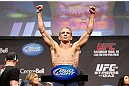 MONTREAL, QC - MARCH 15:  T.J. Dillashaw weighs in during the UFC 158 weigh-in at Bell Centre on March 15, 2013 in Montreal, Quebec, Canada.  (Photo by Josh Hedges/Zuffa LLC/Zuffa LLC via Getty Images)