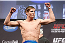 MONTREAL, QC - MARCH 15: Jordan Mein weighs in during the UFC 158 weigh-in at Bell Centre on March 15, 2013 in Montreal, Quebec, Canada.  (Photo by Josh Hedges/Zuffa LLC/Zuffa LLC via Getty Images)