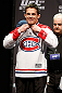 MONTREAL, QC - MARCH 15: Jake Ellenberger sporting the home teams hockey jersey during the UFC 158 weigh-in at Bell Centre on March 15, 2013 in Montreal, Quebec, Canada.  (Photo by Josh Hedges/Zuffa LLC/Zuffa LLC via Getty Images)