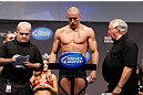MONTREAL, QC - MARCH 15:  [CAPTION] during the UFC 158 weigh-in at Bell Centre on March 15, 2013 in Montreal, Quebec, Canada.  (Photo by Josh Hedges/Zuffa LLC/Zuffa LLC via Getty Images)