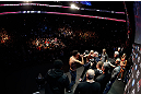 MONTREAL, QC - MARCH 15:  (R-L) Opponents Georges St-Pierre and Nick Diaz face off during the UFC 158 weigh-in at Bell Centre on March 15, 2013 in Montreal, Quebec, Canada.  (Photo by Josh Hedges/Zuffa LLC/Zuffa LLC via Getty Images)
