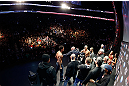 MONTREAL, QC - MARCH 15:  (R-L) Opponents Georges St-Pierre and Nick Diaz are separated by UFC president Dana White during the UFC 158 weigh-in at Bell Centre on March 15, 2013 in Montreal, Quebec, Canada.  (Photo by Josh Hedges/Zuffa LLC/Zuffa LLC via Getty Images)