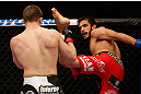 MONTREAL, QC - MARCH 16: (R-L) Quinn Mulhern lands a kick against Quinn Mulhern in their welterweight bout during the UFC 158 event at Bell Centre on March 16, 2013 in Montreal, Quebec, Canada.  (Photo by Jonathan Ferrey/Zuffa LLC/Zuffa LLC via Getty Images)