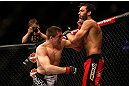 MONTREAL, QC - MARCH 16:  (L-R) Rick Story throws a punch to the face of Quinn Mulhern in their welterweight bout during the UFC 158 event at Bell Centre on March 16, 2013 in Montreal, Quebec, Canada.  (Photo by Jonathan Ferrey/Zuffa LLC/Zuffa LLC via Getty Images)