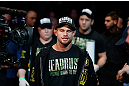 MONTREAL, QC - MARCH 16: Daron Cruickshank enters the arena before lightweight bout against John Makdessi during the UFC 158 event at Bell Centre on March 16, 2013 in Montreal, Quebec, Canada.  (Photo by Jonathan Ferrey/Zuffa LLC/Zuffa LLC via Getty Images)