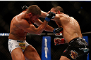 MONTREAL, QC - MARCH 16: John Makdessi punches Daron Cruickshank in their lightweight bout during the UFC 158 event at Bell Centre on March 16, 2013 in Montreal, Quebec, Canada.  (Photo by Jonathan Ferrey/Zuffa LLC/Zuffa LLC via Getty Images)