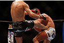 MONTREAL, QC - MARCH 16: John Makdessi lands a kick against Daron Cruickshank in their lightweight bout during the UFC 158 event at Bell Centre on March 16, 2013 in Montreal, Quebec, Canada.  (Photo by Jonathan Ferrey/Zuffa LLC/Zuffa LLC via Getty Images)