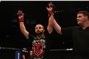 MONTREAL, QC - MARCH 16: John Makdessi reacts after winning his fight against Daron Cruickshank during the UFC 158 event at Bell Centre on March 16, 2013 in Montreal, Quebec, Canada.  (Photo by Jonathan Ferrey/Zuffa LLC/Zuffa LLC via Getty Images)