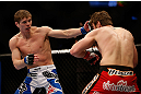 MONTREAL, QC - MARCH 16: Jordan Mein punches Dan Miller in their welterweight bout during the UFC 158 event at Bell Centre on March 16, 2013 in Montreal, Quebec, Canada.  (Photo by Josh Hedges/Zuffa LLC/Zuffa LLC via Getty Images)