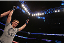 MONTREAL, QC - MARCH 16:  Jordan Mein reacts after defeating Dan Miller in their welterweight bout during the UFC 158 event at Bell Centre on March 16, 2013 in Montreal, Quebec, Canada.  (Photo by Jonathan Ferrey/Zuffa LLC/Zuffa LLC via Getty Images)
