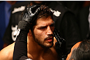 MONTREAL, QC - MARCH 16: Patrick Cote prepares to face Bobby Voelker in their welterweight bout during the UFC 158 event at Bell Centre on March 16, 2013 in Montreal, Quebec, Canada.  (Photo by Jonathan Ferrey/Zuffa LLC/Zuffa LLC via Getty Images)