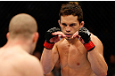 MONTREAL, QC - MARCH 16:  (R-L) Jake Ellenberger squares off with Nate Marquardt in their welterweight bout during the UFC 158 event at Bell Centre on March 16, 2013 in Montreal, Quebec, Canada.  (Photo by Josh Hedges/Zuffa LLC/Zuffa LLC via Getty Images)