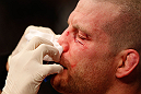 MONTREAL, QC - MARCH 16:  Nate Marquardt is treated after his knockout loss to Jake Ellenberger in their welterweight bout during the UFC 158 event at Bell Centre on March 16, 2013 in Montreal, Quebec, Canada.  (Photo by Josh Hedges/Zuffa LLC/Zuffa LLC via Getty Images)