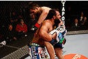 MONTREAL, QC - MARCH 16:  (L-R) Johny Hendricks attempts to take down Carlos Condit in their welterweight bout during the UFC 158 event at Bell Centre on March 16, 2013 in Montreal, Quebec, Canada.  (Photo by Josh Hedges/Zuffa LLC/Zuffa LLC via Getty Images)