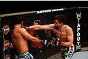 MONTREAL, QC - MARCH 16:  (R-L) Carlos Condit punches Johny Hendricks in their welterweight bout during the UFC 158 event at Bell Centre on March 16, 2013 in Montreal, Quebec, Canada.  (Photo by Josh Hedges/Zuffa LLC/Zuffa LLC via Getty Images)