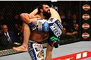MONTREAL, QC - MARCH 16:  (L-R) Johny Hendricks attempts to take down Carlos Condit in their welterweight bout during the UFC 158 event at Bell Centre on March 16, 2013 in Montreal, Quebec, Canada.  (Photo by Jonathan Ferrey/Zuffa LLC/Zuffa LLC via Getty Images)