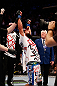 MONTREAL, QC - MARCH 16:  Johny Hendricks reacts after his victory over Carlos Condit in their welterweight bout during the UFC 158 event at Bell Centre on March 16, 2013 in Montreal, Quebec, Canada.  (Photo by Josh Hedges/Zuffa LLC/Zuffa LLC via Getty Images)