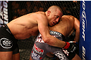 MONTREAL, QC - MARCH 16: (L-R) Georges St-Pierre grapples with Nick Diaz in their welterweight championship bout during the UFC 158 event at Bell Centre on March 16, 2013 in Montreal, Quebec, Canada.  (Photo by Jonathan Ferrey/Zuffa LLC/Zuffa LLC via Getty Images)
