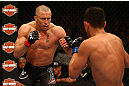 MONTREAL, QC - MARCH 16:  (L-R) Georges St-Pierre squares off with Nick Diaz in their welterweight championship bout during the UFC 158 event at Bell Centre on March 16, 2013 in Montreal, Quebec, Canada.  (Photo by Jonathan Ferrey/Zuffa LLC/Zuffa LLC via Getty Images)