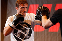 STOCKHOLM, SWEDEN - APRIL 03:  Brad Pickett of England conducts an open training session at the Grand Hotel on April 3, 2013 in Stockholm, Sweden.  (Photo by Josh Hedges/Zuffa LLC/Zuffa LLC via Getty Images)