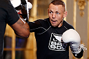 STOCKHOLM, SWEDEN - APRIL 03:  Ross Pearson of England conducts an open training session at the Grand Hotel on April 3, 2013 in Stockholm, Sweden.  (Photo by Josh Hedges/Zuffa LLC/Zuffa LLC via Getty Images)