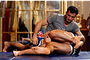 STOCKHOLM, SWEDEN - APRIL 03:  Gegard Mousasi of USA conducts an open training session at the Grand Hotel on April 3, 2013 in Stockholm, Sweden.  (Photo by Josh Hedges/Zuffa LLC/Zuffa LLC via Getty Images)