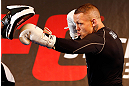 STOCKHOLM, SWEDEN - APRIL 03:  Ross Pearson of England conducts an open training session at the Grand Hotel on April 3, 2013 in Stockholm, Sweden.  (Photo by Josh Hedges/Zuffa LLC/Zuffa LLC via Getty Images)