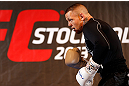 STOCKHOLM, SWEDEN - APRIL 03:  Ross Pearson of England conducts an open training session at the Grand Hotel on April 3, 2013 in Stockholm, Sweden.  (Photo by Josh Hedges/Zuffa LLC/Zuffa LLC via Getty Images)