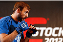 STOCKHOLM, SWEDEN - APRIL 03:  Ryan Couture of USA conducts an open training session at the Grand Hotel on April 3, 2013 in Stockholm, Sweden.  (Photo by Josh Hedges/Zuffa LLC/Zuffa LLC via Getty Images)
