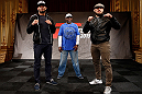 STOCKHOLM, SWEDEN - APRIL 03:  (L-R) Opponents Gegard Mousasi and Ilir Latifi pose for photos during an interview session at the Grand Hotel on April 3, 2013 in Stockholm, Sweden.  (Photo by Josh Hedges/Zuffa LLC/Zuffa LLC via Getty Images)