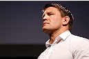STOCKHOLM, SWEDEN - APRIL 05:  Tom Watson interacts with fans during a Q&A session before the UFC weigh-in at the Ericsson Globe Arena on April 5, 2013 in Stockholm, Sweden.  (Photo by Josh Hedges/Zuffa LLC/Zuffa LLC via Getty Images)
