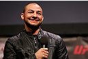 STOCKHOLM, SWEDEN - APRIL 05:  Cub Swanson interacts with fans during a Q&A session before the UFC weigh-in at the Ericsson Globe Arena on April 5, 2013 in Stockholm, Sweden.  (Photo by Josh Hedges/Zuffa LLC/Zuffa LLC via Getty Images)