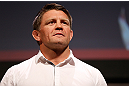 STOCKHOLM, SWEDEN - APRIL 05:  Tom Watson interacts with fans during a Q&A session before the UFC weigh-in at the Ericsson Globe Arena on April 5, 2013 in Stockholm, Sweden.  (Photo by Josh Hedges/Zuffa LLC/Zuffa LLC via Getty Images)