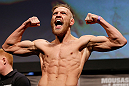 STOCKHOLM, SWEDEN - APRIL 05:  Conor McGregor weighs in during the UFC weigh-in at the Ericsson Globe Arena on April 5, 2013 in Stockholm, Sweden.  (Photo by Josh Hedges/Zuffa LLC/Zuffa LLC via Getty Images)