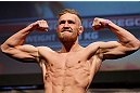 STOCKHOLM, SWEDEN - APRIL 05:  Conor McGregor weighs in during the UFC weigh-in at the Ericsson Globe Arena on April 5, 2013 in Stockholm, Sweden.  (Photo by Josh Hedges/Zuffa LLC/Zuffa LLC via Getty Images)