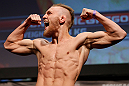 STOCKHOLM, SWEDEN - APRIL 05:  Conor McGregor weighs in during the UFC weigh-in at the Ericsson Globe Arena on April 5, 2013 in Stockholm, Sweden.  (Photo by Josh Hedges/Zuffa LLC/Zuffa LLC via Getty Images)