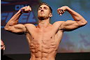 STOCKHOLM, SWEDEN - APRIL 05:  Chris Spang weighs in during the UFC weigh-in at the Ericsson Globe Arena on April 5, 2013 in Stockholm, Sweden.  (Photo by Josh Hedges/Zuffa LLC/Zuffa LLC via Getty Images)