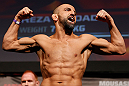 STOCKHOLM, SWEDEN - APRIL 05:  Reza Madadi weighs in during the UFC weigh-in at the Ericsson Globe Arena on April 5, 2013 in Stockholm, Sweden.  (Photo by Josh Hedges/Zuffa LLC/Zuffa LLC via Getty Images)