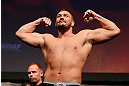 STOCKHOLM, SWEDEN - APRIL 05:  Matt Mitrione weighs in during the UFC weigh-in at the Ericsson Globe Arena on April 5, 2013 in Stockholm, Sweden.  (Photo by Josh Hedges/Zuffa LLC/Zuffa LLC via Getty Images)