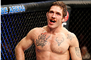 STOCKHOLM, SWEDEN - APRIL 06:  Tom Lawlor reacts after defeating Michael Kuiper in their middleweight fight at the Ericsson Globe Arena on April 6, 2013 in Stockholm, Sweden.  (Photo by Josh Hedges/Zuffa LLC/Zuffa LLC via Getty Images)